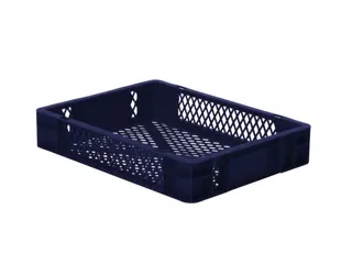 Euronorm-stapelbak 7l 75x 400x 300mm Wanden/bodem Opengewerkt Blauw - 1