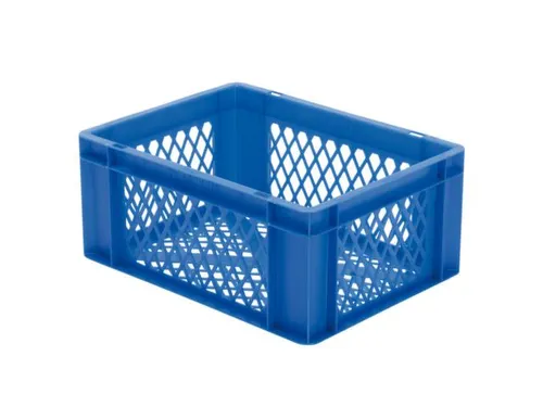 Euronorm-stapelbak 15l 175x400x300mm Wanden/bodem Opengewerkt Blauw