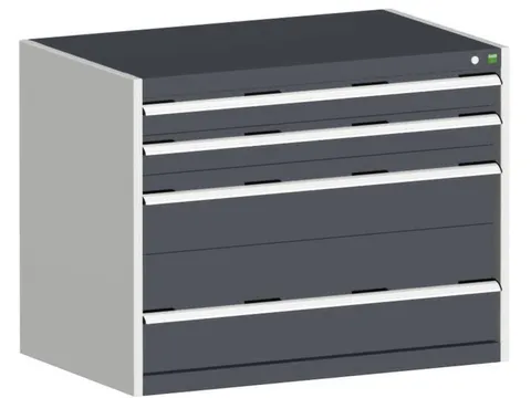 ladekast HxBxD 800x1050x650mm 4laden RAL7035 front RAL7016