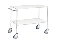 Tafelwagen,Draagverm. 150Kg,2Xstaalplaat,Staaletage,Zilverkleurig
