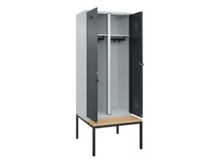 locker met bank,voor scheiding van kleding,HxBxD 2120x800x815mm,2vak - 1