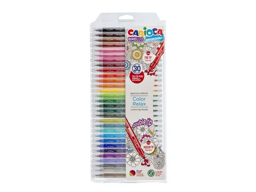 Viltstift Carioca Birello dubbelpunters assorti set à 30 stuks