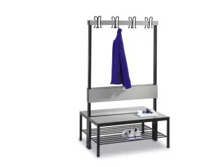 omkleedbank,HxLxD 1710x1000x760mm,HPL zilvergrijs,frame staal RAL7021 - 1
