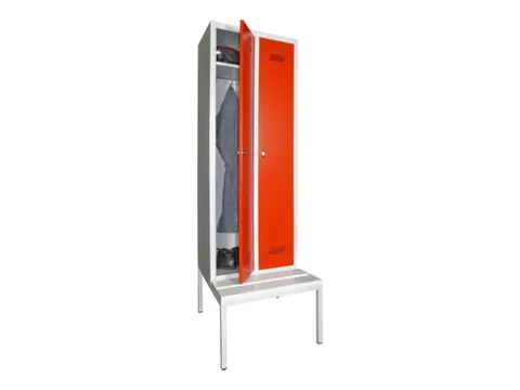 locker met bank,HxBxD 2150x600x500mm,2vak,RAL7035,front RAL3000