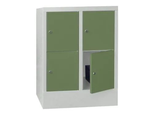 lockerkast,HxBxD 855x600x500mm,2x2vakken,RAL7035,front RAL6011