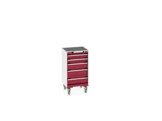 ladekast verrijdbaar 980x525x525mm 5laden RAL7035 front RAL3004 - 8