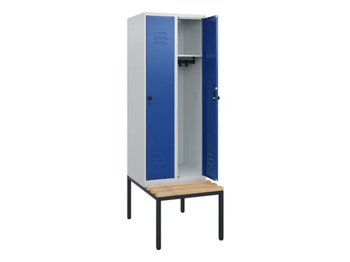 locker met bank,HxBxD 1950x600x815mm,2vak,vak B 300mm,draaigrendel