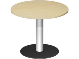 vergadertafel,HxØ 720x900mm,rond,schotelvoet RAL9006,blad esdoorn - 1