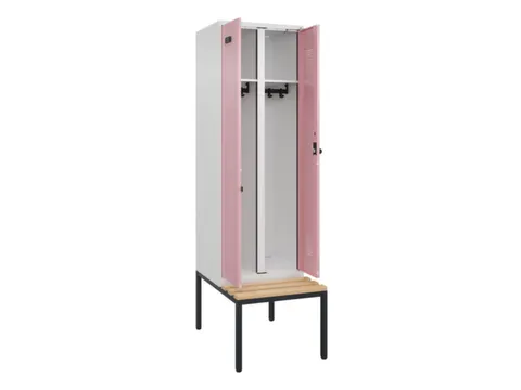 locker met bank,voor scheiding van kleding,HxBxD 2120x600x815mm,2vak