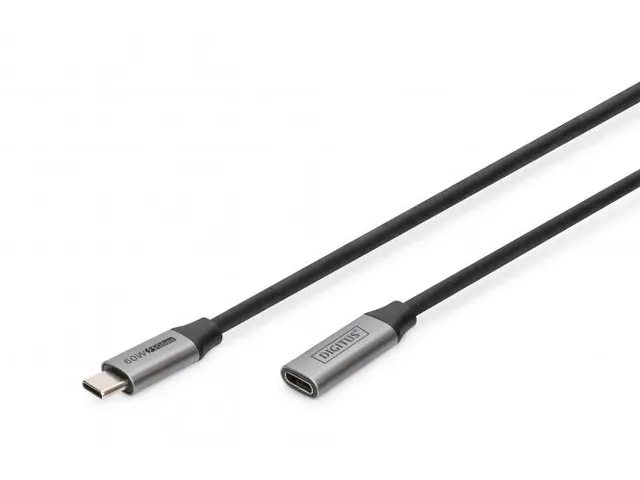USB-C/M naar USB-C/F PD 60W Gen1 USB3.0 verlengkabel 1m Zwart