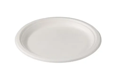 Bord Rond 1-vaks Bagasse 23cm Wit doos 500 Stuks