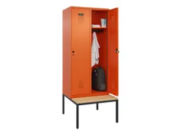 locker met bank,HxBxD 2120x800x815mm,2vak,vak B 400mm,draaigrendel