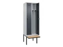 locker met bank,voor scheiding van kleding,HxBxD 2120x600x815mm,2vak
