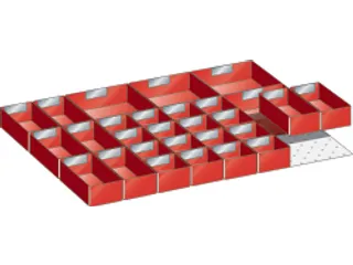 Indelingsmateriaal v. front H 50mm 16/8/4inzetbakjes B 564mm - 2