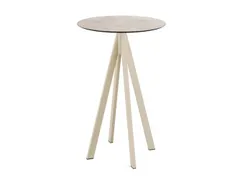 statafel,HxØ 1090x700mm,rond,4voeten zandkleuren,blad HPL Moonstone