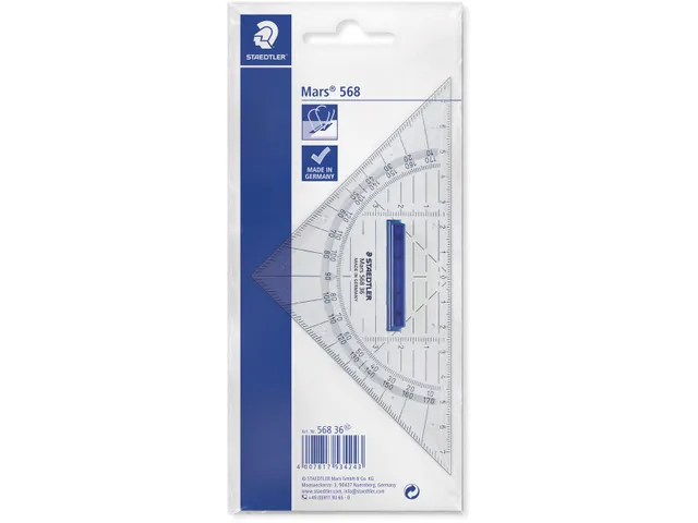 Geodriehoek 16 Cm, Met Afneembaar Handvat