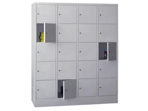 lockerkast,HxBxD 1850x1200x500mm,4x5vakken,RAL7035,front RAL7035