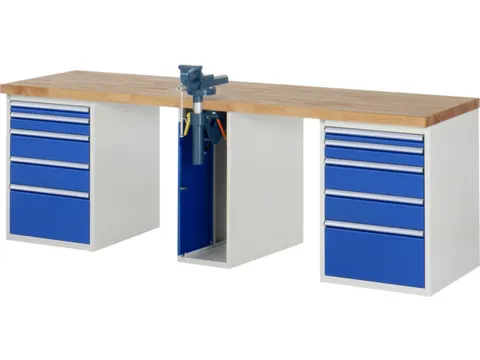 werkbank,HxBxD 890x2500x700mm,beukblad,draagverm. 750kg,3containers