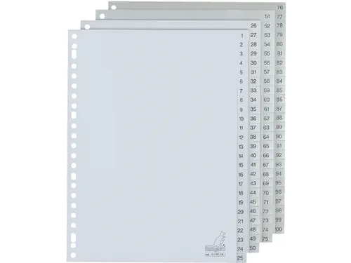 Tabbladen Kangaro A4 23-Gaats G4100CM 1-100 Genummerd Grijs Pp