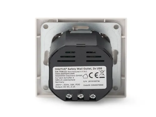 Veiligheidsstopcontact voor inbouwmontage met 2 USB-poorten