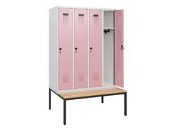 locker met bank,HxBxD 1950x1200x815mm,4vak,vak B 300mm,draaigrendel