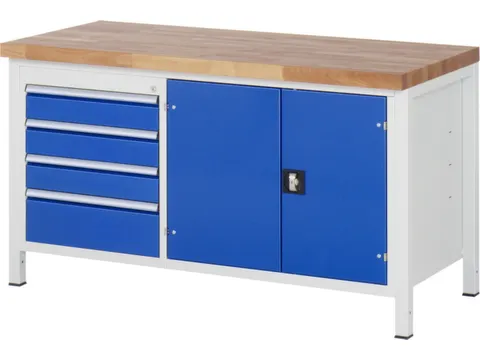 werkbank,HxBxD 840-1040x1500x700mm,beukblad,draagverm. 1250kg,4voeten