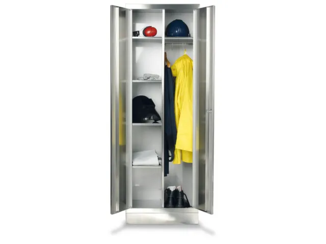 RVS kledingkast,HxBxD 1800x800x500mm,cil.-slot,sokkel