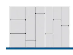 indelingsset,7lengteverdeler/5scheidingsplaten,v. front H 100/125mm