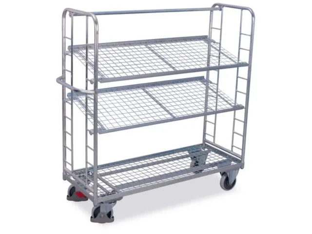 Bijzetwagen Verzinkt 250kg 3 Etages H 1531mm 1320x537mm Draadgaas