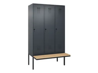 locker met bank,HxBxD 2120x1200x815mm,3vak,vak B 400mm,draaigrendel - 3