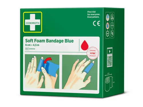 Bandage Cederroth Soft Foam blauw 6cmx4.5m