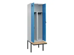 PBM-locker met bank,HxBxD 2120x600x815mm,2vak,vak B 300mm,draaigrendel