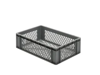 Euronorm-Stapelbak 33l 175x 600x 400mm Wanden/Bodem Opengewerkt Grijs - 1