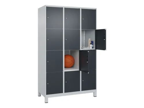 lockerkast,HxBxD 1950x1200x500mm,3x4vakken,vak B 400mm,cil.-slot