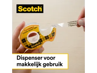 Plakband Scotch 665 12mmx6.3m dubbelzijdig + afroller - 4