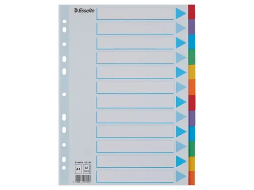 Tabbladen Esselte A4 11-Gaats Karton 12-Delig Assorti