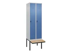locker met bank,HxBxD 2120x600x815mm,2vak,vak B 300mm,draaigrendel