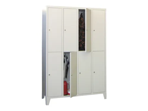 lockerkast,HxBxD 1850x1200x500mm,4x2vakken,RAL7035,front RAL7035