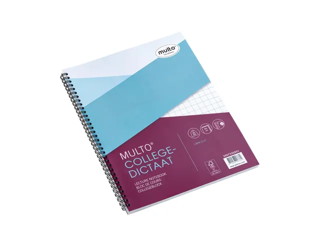Collegeblok Multo A4 ruit 10x10mm 23-gaats 160 pagina's 80gr wit