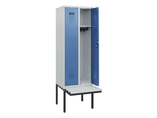 locker met bank,HxBxD 1950x600x815mm,2vak,vak B 300mm,cilinderslot