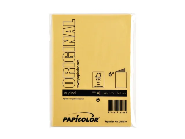 Correspondentiekaart Papicolor dubbel 105x148mm dottergeel pak à 6 st