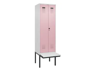 PBM-locker met bank,HxBxD 2120x600x815mm,2vak,vak B 300mm,draaigrendel - 2