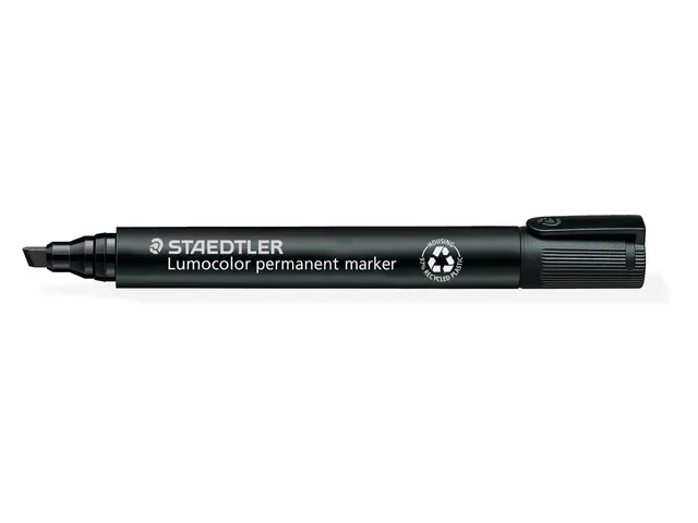 Viltstift Staedtler Lumocolor 350 permanent beitelpunt 2-5mm zwart