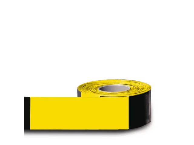 Afzetlint Pe L 500 M B 80 Mm Bedrukt Geel/zwart Gestreept