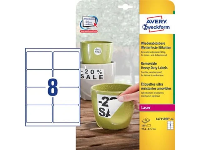 Avery Afneembare Weerbestendige Etiketten 99.1 x 67.7 mm