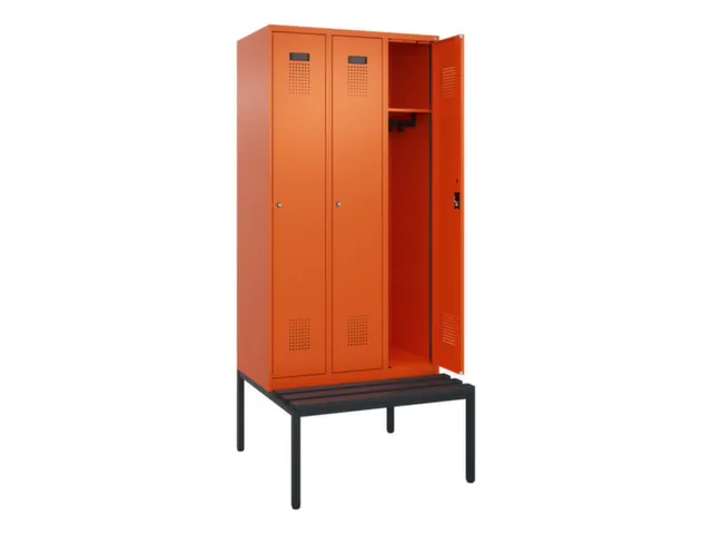 locker met bank,HxBxD 2120x900x815mm,3vak,vak B 300mm,cilinderslot