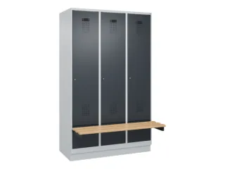 locker met bank,HxBxD 1950x1200x815mm,3vak,vak B 400mm,cilinderslot - 2