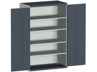 kast met geperforeerde platen,HxBxD 2000x1300x650mm,4xStalen bodem - 1