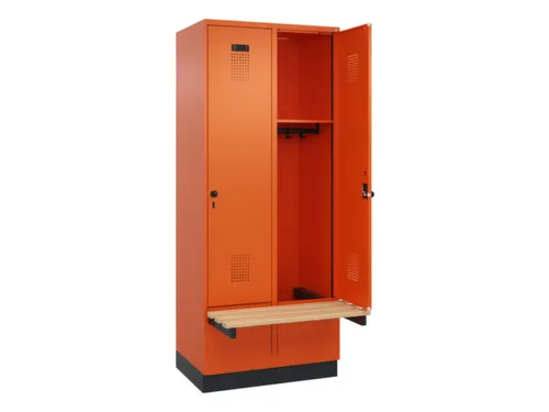 locker met bank,HxBxD 1950x800x815mm,2vak,vak B 400mm,draaigrendel