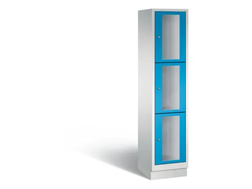 Lockerkast 1800x420x500mm 1x3 vakken Cilinderslot, Sokkel, RAL5012
